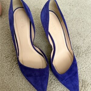 J. Crew Cobalt Blue Suede Pointed-Toe Pumps